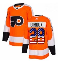 Mens Adidas Philadelphia Flyers 28 Claude Giroux Authentic Orange USA Flag Fashion NHL Jersey 
