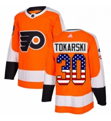 Mens Adidas Philadelphia Flyers 30 Dustin Tokarski Authentic Orange USA Flag Fashion NHL Jersey 