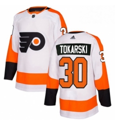 Mens Adidas Philadelphia Flyers 30 Dustin Tokarski Authentic White Away NHL Jersey 