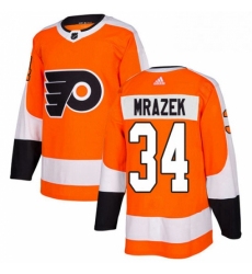 Mens Adidas Philadelphia Flyers 34 Petr Mrazek Authentic Orange Home NHL Jersey 