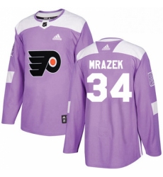 Mens Adidas Philadelphia Flyers 34 Petr Mrazek Authentic Purple Fights Cancer Practice NHL Jersey 