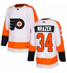 Mens Adidas Philadelphia Flyers 34 Petr Mrazek Authentic White Away NHL Jersey 