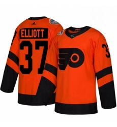 Mens Adidas Philadelphia Flyers 37 Brian Elliott Orange Authentic 2019 Stadium Series Stitched NHL Jersey 