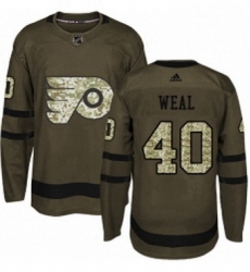 Mens Adidas Philadelphia Flyers 40 Jordan Weal Premier Green Salute to Service NHL Jersey 