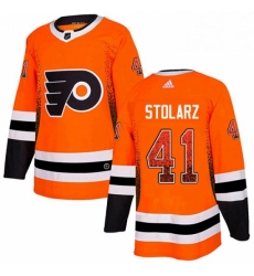 Mens Adidas Philadelphia Flyers 41 Anthony Stolarz Authentic Orange Drift Fashion NHL Jersey 