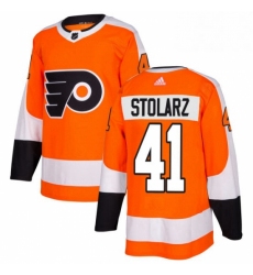 Mens Adidas Philadelphia Flyers 41 Anthony Stolarz Authentic Orange Home NHL Jersey 