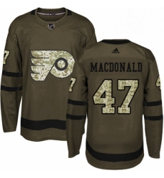 Mens Adidas Philadelphia Flyers 47 Andrew MacDonald Authentic Green Salute to Service NHL Jersey 