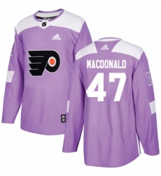 Mens Adidas Philadelphia Flyers 47 Andrew MacDonald Authentic Purple Fights Cancer Practice NHL Jersey 