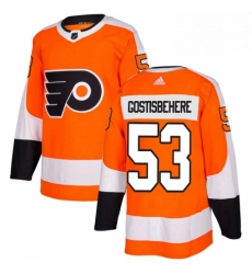 Mens Adidas Philadelphia Flyers 53 Shayne Gostisbehere Authentic Orange Home NHL Jersey 