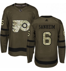 Mens Adidas Philadelphia Flyers 6 Travis Sanheim Authentic Green Salute to Service NHL Jersey 