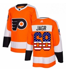 Mens Adidas Philadelphia Flyers 68 Jaromir Jagr Authentic Orange USA Flag Fashion NHL Jersey 