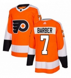 Mens Adidas Philadelphia Flyers 7 Bill Barber Authentic Orange Home NHL Jersey 