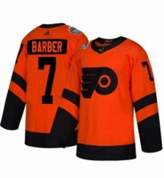 Mens Adidas Philadelphia Flyers 7 Bill Barber Orange Authentic 2019 Stadium Series Stitched NHL Jersey 