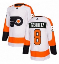Mens Adidas Philadelphia Flyers 8 Dave Schultz Authentic White Away NHL Jersey 