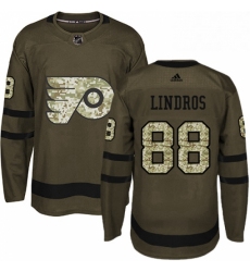 Mens Adidas Philadelphia Flyers 88 Eric Lindros Premier Green Salute to Service NHL Jersey 