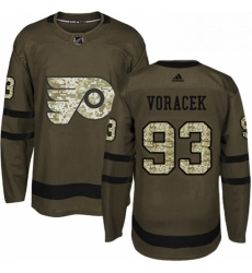Mens Adidas Philadelphia Flyers 93 Jakub Voracek Authentic Green Salute to Service NHL Jersey 
