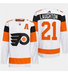 Men's Philadelphia Flyers #21 Scott Laughton White 2024 Stadium Series Stitched Jersey
