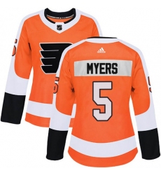 Women Philadelphia Flyers Philippe Myers Orange Adidas Authentic Home Jersey