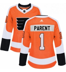 Womens Adidas Philadelphia Flyers 1 Bernie Parent Premier Orange Home NHL Jersey 