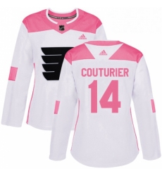 Womens Adidas Philadelphia Flyers 14 Sean Couturier Authentic WhitePink Fashion NHL Jersey 