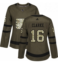 Womens Adidas Philadelphia Flyers 16 Bobby Clarke Authentic Green Salute to Service NHL Jersey 