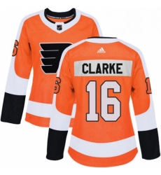 Womens Adidas Philadelphia Flyers 16 Bobby Clarke Authentic Orange Home NHL Jersey 