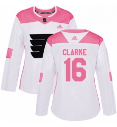 Womens Adidas Philadelphia Flyers 16 Bobby Clarke Authentic WhitePink Fashion NHL Jersey 