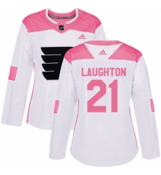 Womens Adidas Philadelphia Flyers 21 Scott Laughton Authentic WhitePink Fashion NHL Jersey 