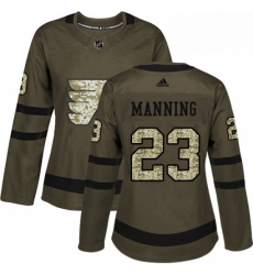 Womens Adidas Philadelphia Flyers 23 Brandon Manning Authentic Green Salute to Service NHL Jersey 