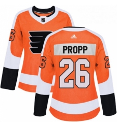 Womens Adidas Philadelphia Flyers 26 Brian Propp Premier Orange Home NHL Jersey 