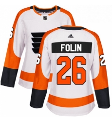 Womens Adidas Philadelphia Flyers 26 Christian Folin Authentic White Away NHL Jersey 