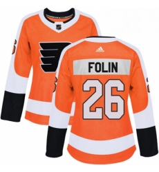 Womens Adidas Philadelphia Flyers 26 Christian Folin Premier Orange Home NHL Jersey 