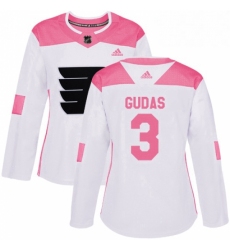 Womens Adidas Philadelphia Flyers 3 Radko Gudas Authentic WhitePink Fashion NHL Jersey 