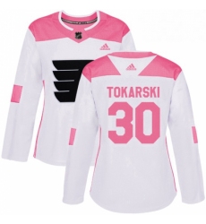 Womens Adidas Philadelphia Flyers 30 Dustin Tokarski Authentic WhitePink Fashion NHL Jersey 