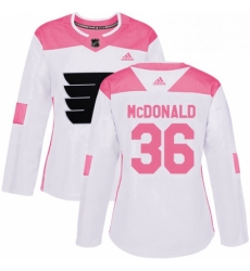 Womens Adidas Philadelphia Flyers 36 Colin McDonald Authentic WhitePink Fashion NHL Jersey 