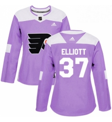 Womens Adidas Philadelphia Flyers 37 Brian Elliott Authentic Purple Fights Cancer Practice NHL Jersey 
