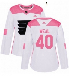 Womens Adidas Philadelphia Flyers 40 Jordan Weal Authentic WhitePink Fashion NHL Jersey 