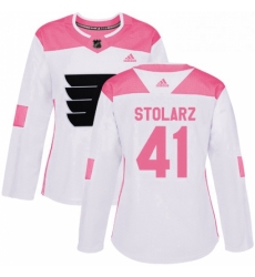 Womens Adidas Philadelphia Flyers 41 Anthony Stolarz Authentic WhitePink Fashion NHL Jersey 