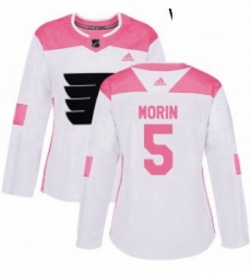 Womens Adidas Philadelphia Flyers 5 Samuel Morin Authentic WhitePink Fashion NHL Jersey 