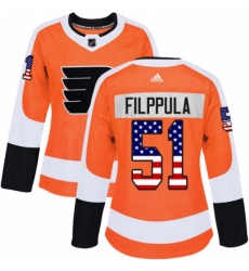 Womens Adidas Philadelphia Flyers 51 Valtteri Filppula Authentic Orange USA Flag Fashion NHL Jersey 
