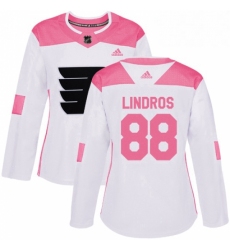 Womens Adidas Philadelphia Flyers 88 Eric Lindros Authentic WhitePink Fashion NHL Jersey 