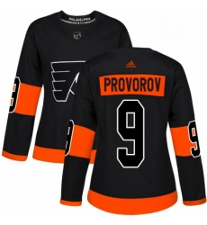 Womens Adidas Philadelphia Flyers 9 Ivan Provorov Premier Black Alternate NHL Jersey 