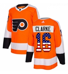 Youth Adidas Philadelphia Flyers 16 Bobby Clarke Authentic Orange USA Flag Fashion NHL Jersey 