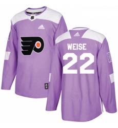 Youth Adidas Philadelphia Flyers 22 Dale Weise Authentic Purple Fights Cancer Practice NHL Jersey 