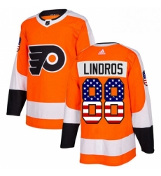Youth Adidas Philadelphia Flyers 88 Eric Lindros Authentic Orange USA Flag Fashion NHL Jersey 