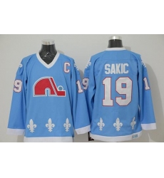 Nordiques #19 Joe Sakic Light Blue CCM Throwback Stitched NHL Jersey