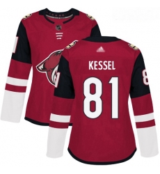 Coyotes #81 Phil Kessel Maroon Home Authentic Women Stitched Hockey Jersey