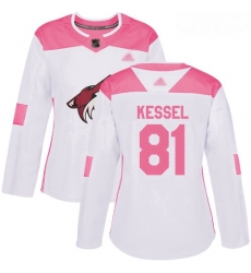 Coyotes #81 Phil Kessel White Pink Authentic Fashion Women Stitched Hockey Jersey