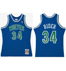 Men Minnesota Timberwolves 34 Isaiah Rider Jr Blue 1993 94 Throwback Swingman Stitched Jersey
