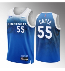 Men Minnesota Timberwolves 55 Luka Garza Blue 2023 24 City Edition Stitched Jersey